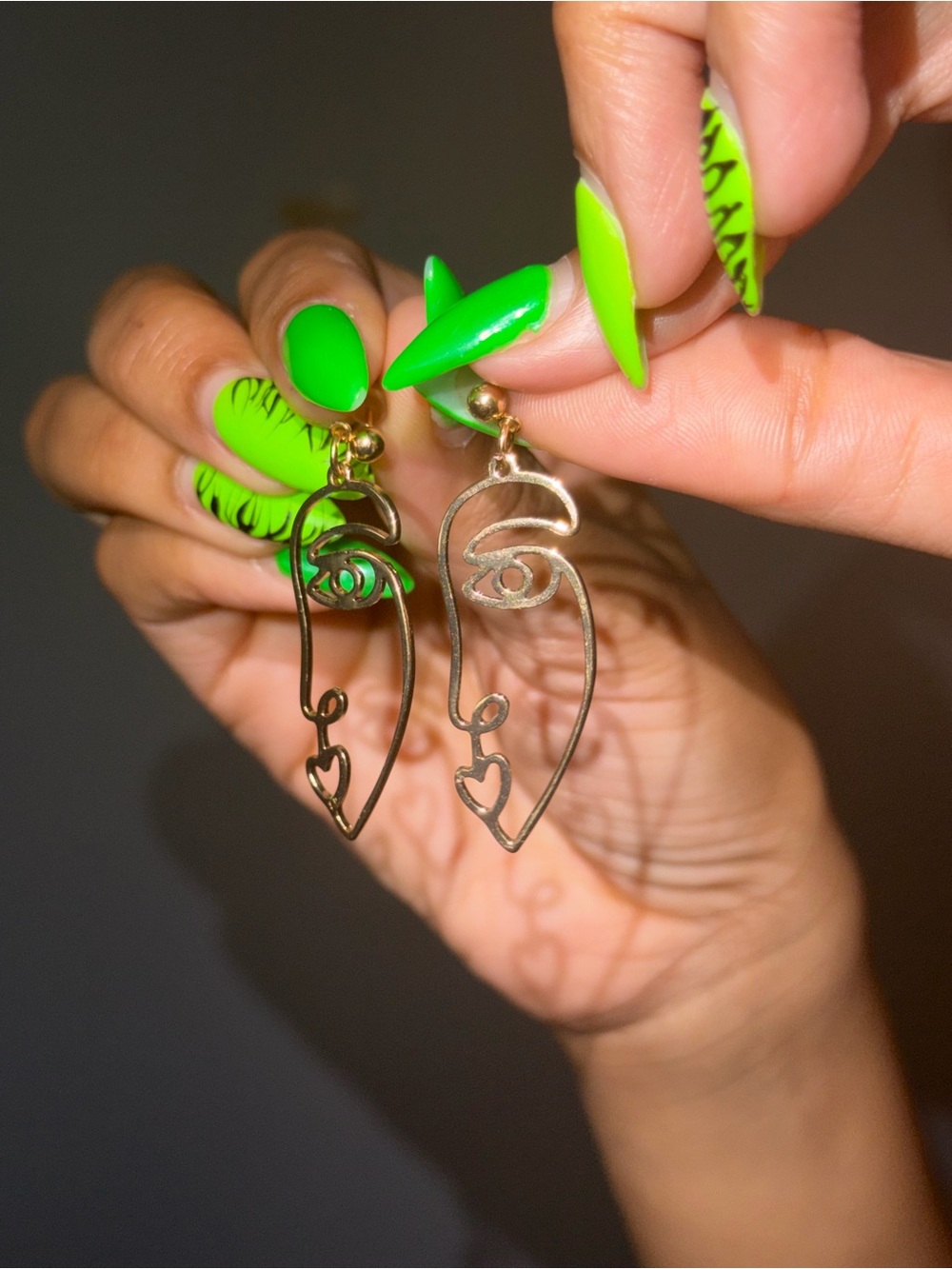 Gold Abstract Figure Earrings-Choose 1 - Picture 7 of 7